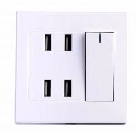 White 4 ports USB Power Switch with LED 