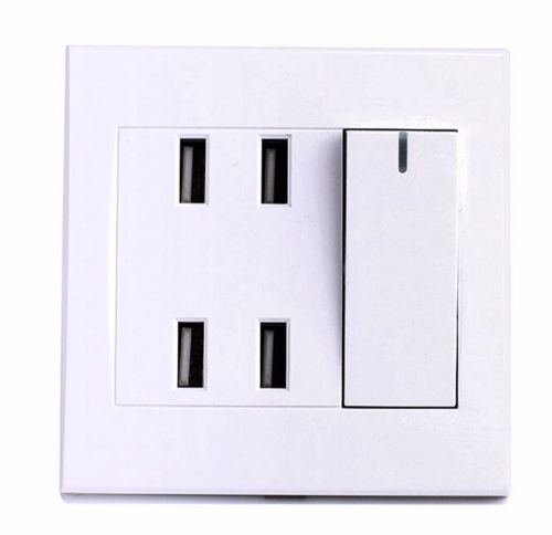 White 4 ports USB Power Switch with LED 