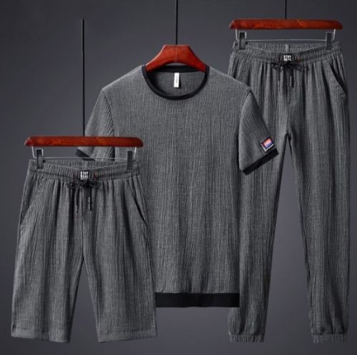 Mens 3 Piece Fashion Sports Suit Running Clothing Gym 